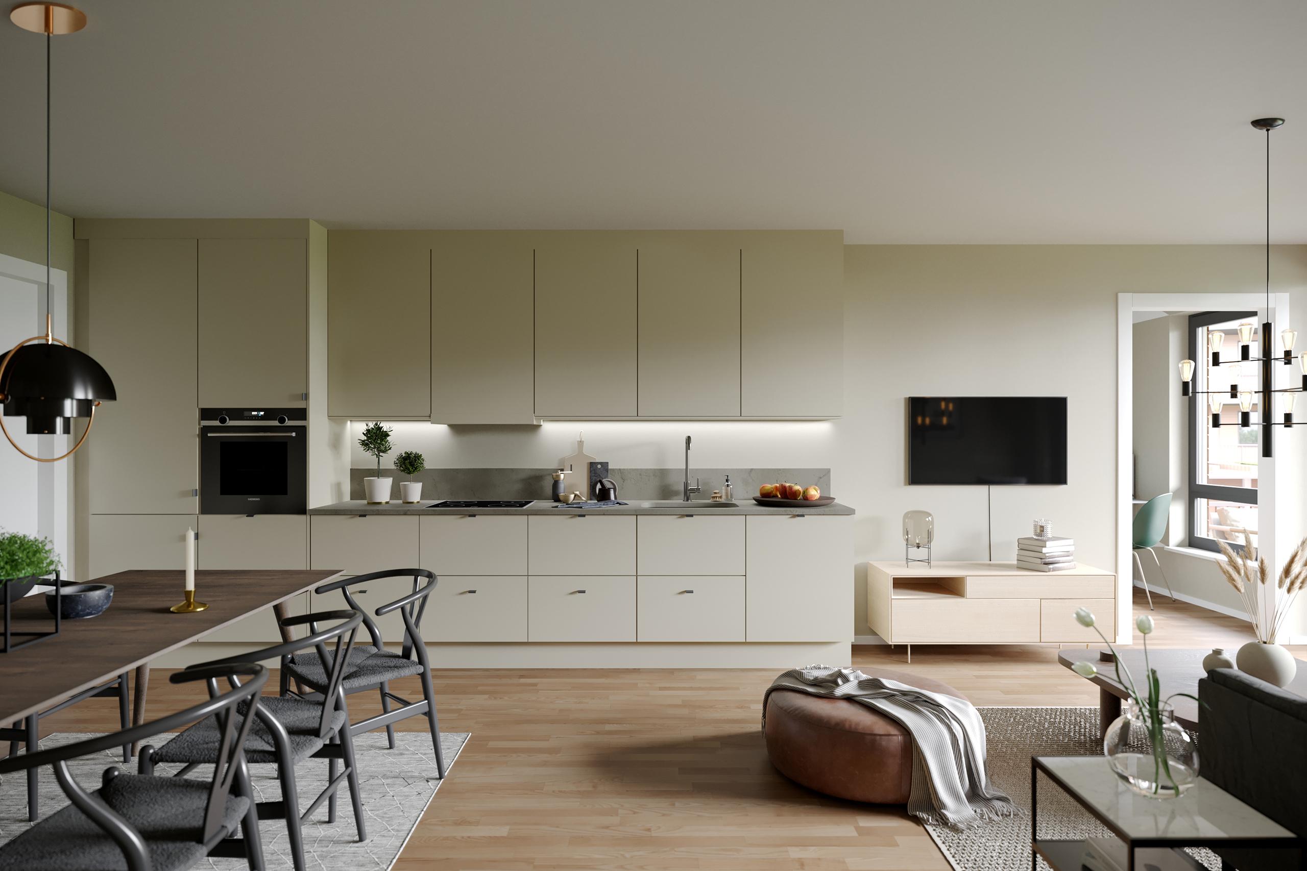 Lekkert kjøkken fra Vedum med integrerte hvitevarer fra Siemens