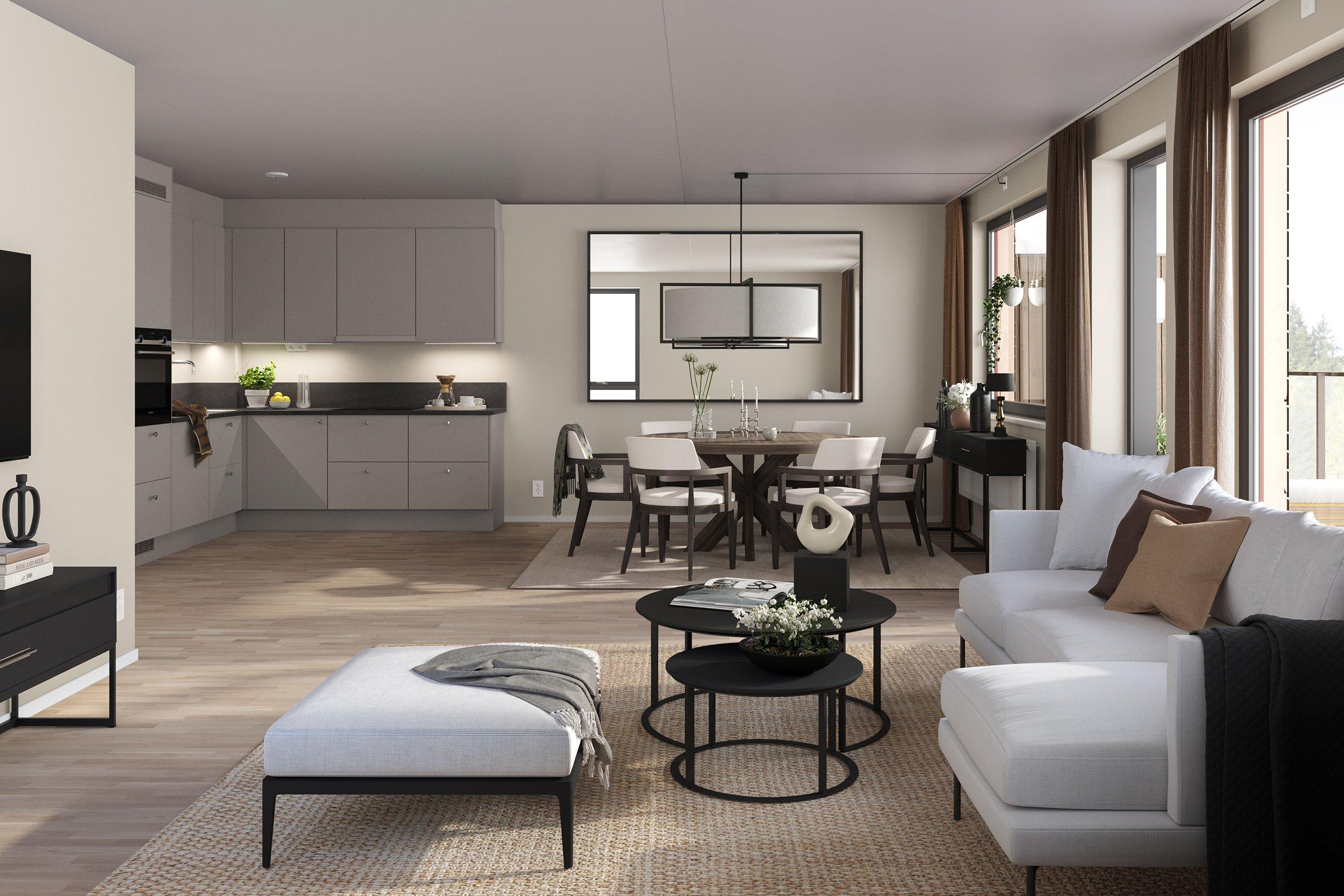 Toppleilighet med lekkert kjøkken fra Vedum og integrerte hvitevarer fra Siemens