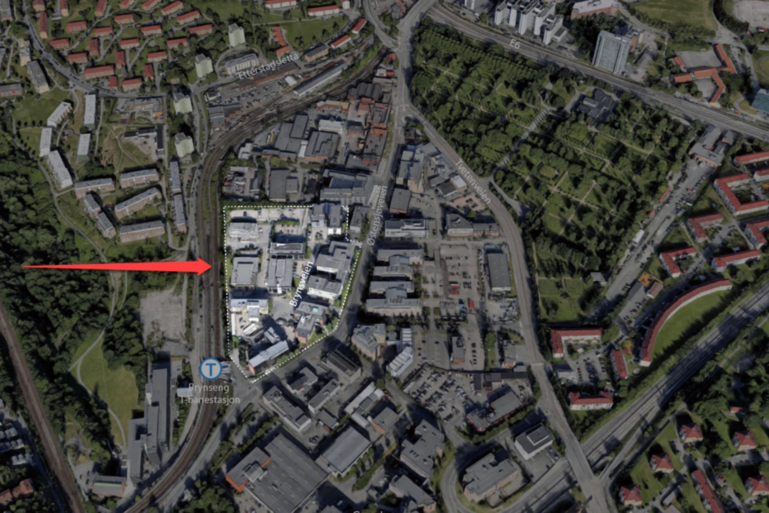 Området på Bryn hvor JM og Entra skal utvikle et nytt nærings- og boligområde.