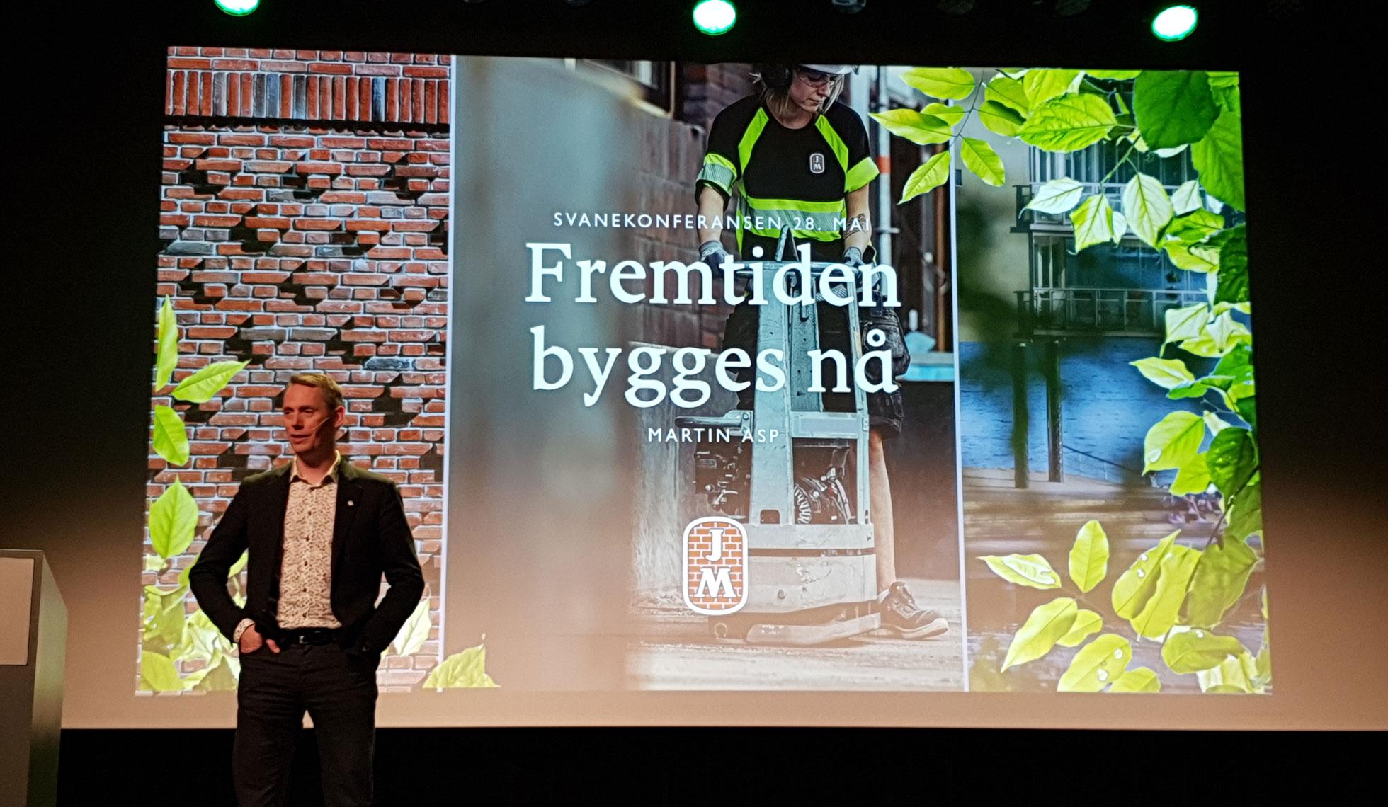 Martin Asp, direktør i JM under Svanekonferansen 2019