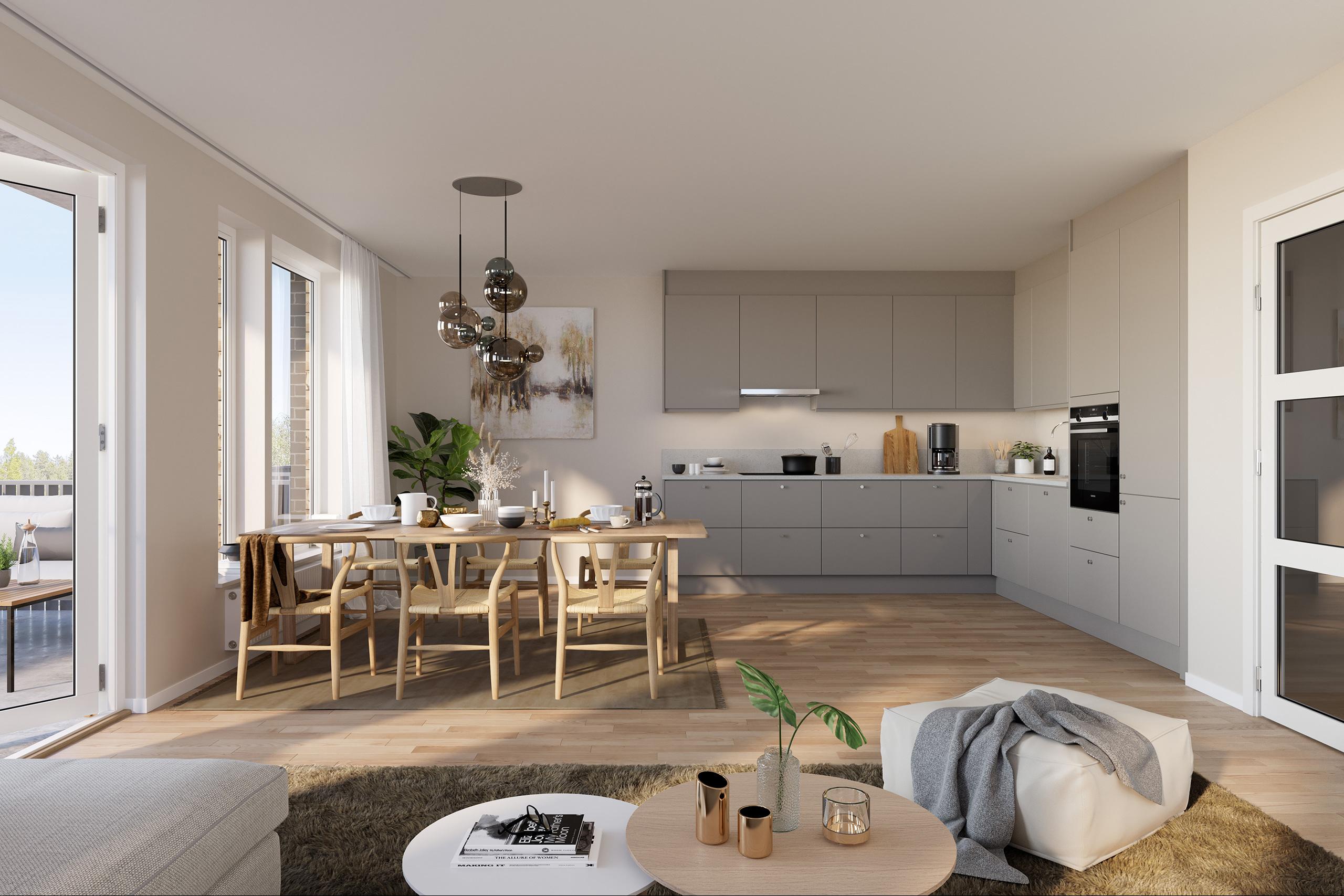 Myrvoll hus 15 fin 4-roms leilighet med åpen stue og kjøkken