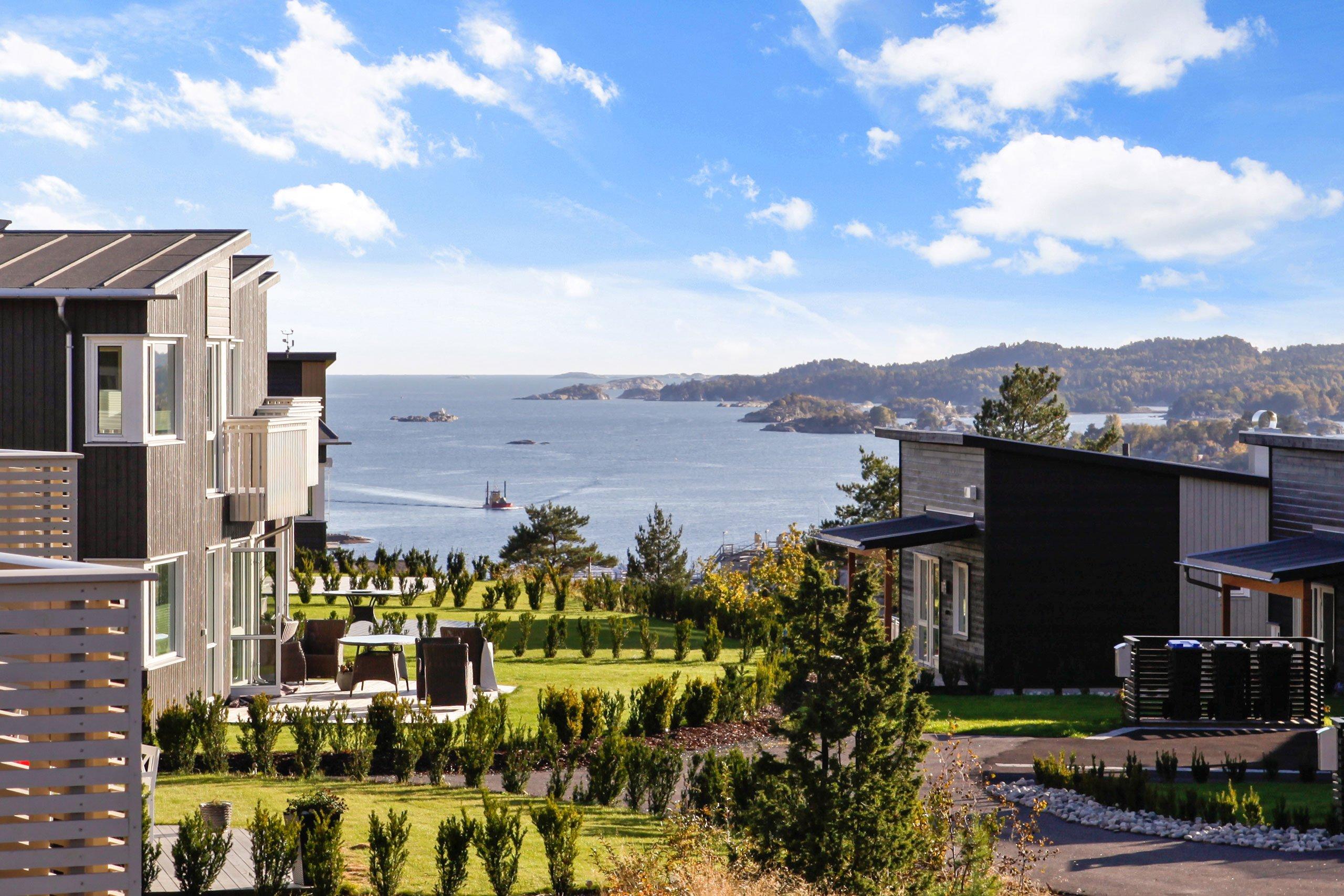 Fin utsikt fra de nye eneboligene på Vesterøya