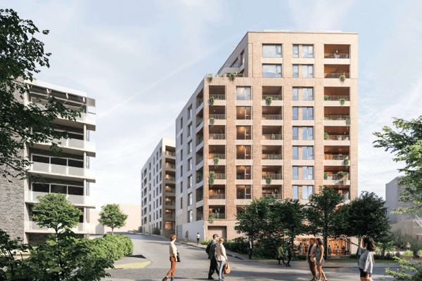 Tidligillustrasjon av Gunnar Schjelderups vei 9